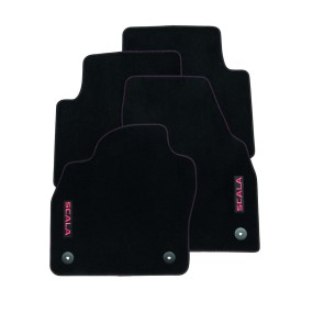 Jeu de 4 tapis de sol textile prestige surpiqûre. Couleur rouge SCALA