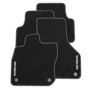 Jeu de 4 tapis de sol textile prestige avec surpiqûres grises OCTAVIA iV