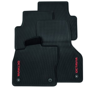 Jeu de 4 tapis caoutchouc logo rouge OCTAVIA & OCTAVIA Combi