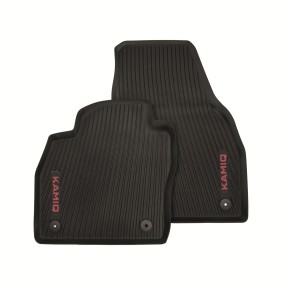 Jeu de 2 tapis caoutchouc rouge avant KAMIQ