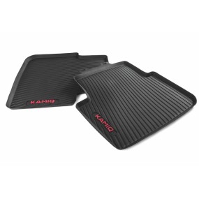 Jeu de 2 tapis caoutchouc rouge arrière KAMIQ