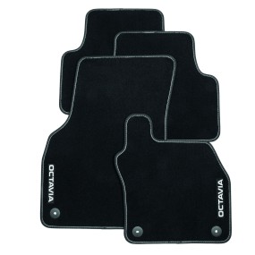 Jeu de 4 tapis de sol textile prestige avec surpiqûres grises OCTAVIA & OC